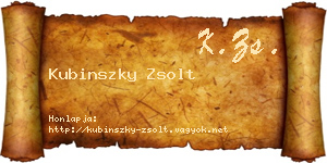 Kubinszky Zsolt névjegykártya